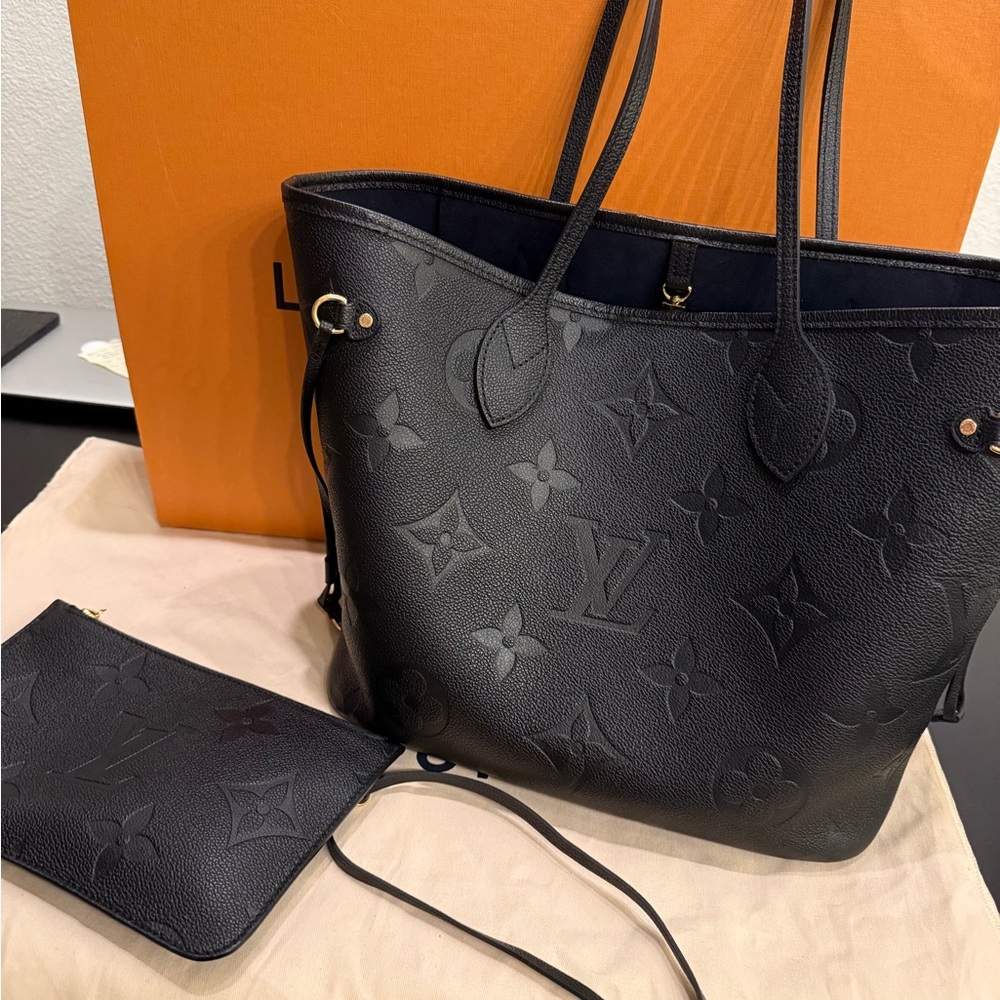Louis Vuitton Black Embossed Leather Tote